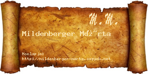 Mildenberger Márta névjegykártya